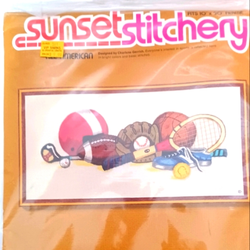 VINTAGE "ALL AMERICAN" SUNSET DESIGNS CROSS STITCH KIT GRANNIE CORE